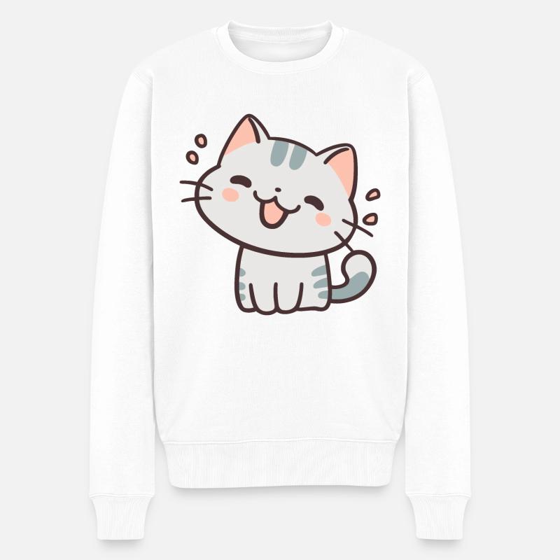 Chat mignon - Pull Premium bio Homme - blanc