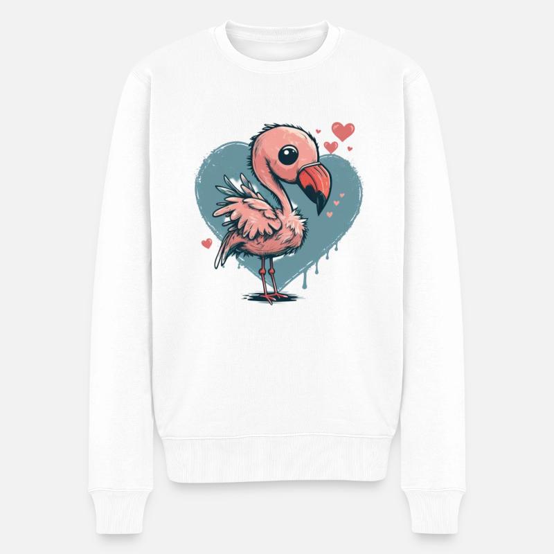 Flamingo - Männer Premium Bio Pullover - Weiß