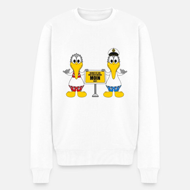 MÖWEN - MEER - HEIMAT - MOIN - VÖGEL - TIERE - Männer Premium Bio Pullover - Weiß
