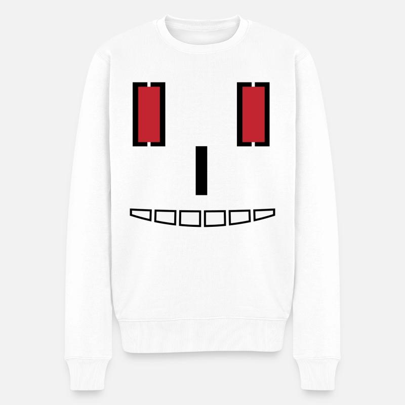 RED EYES - Männer Premium Bio Pullover - Weiß