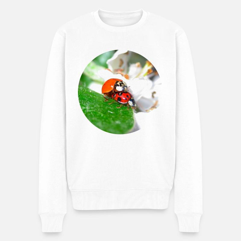 Marienkäfer beim Thema Liebe - Männer Premium Bio Pullover - Weiß