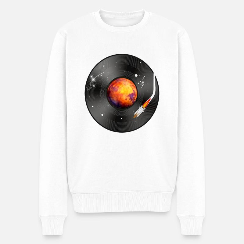 Planet Rock DJ - Männer Premium Bio Pullover - Weiß