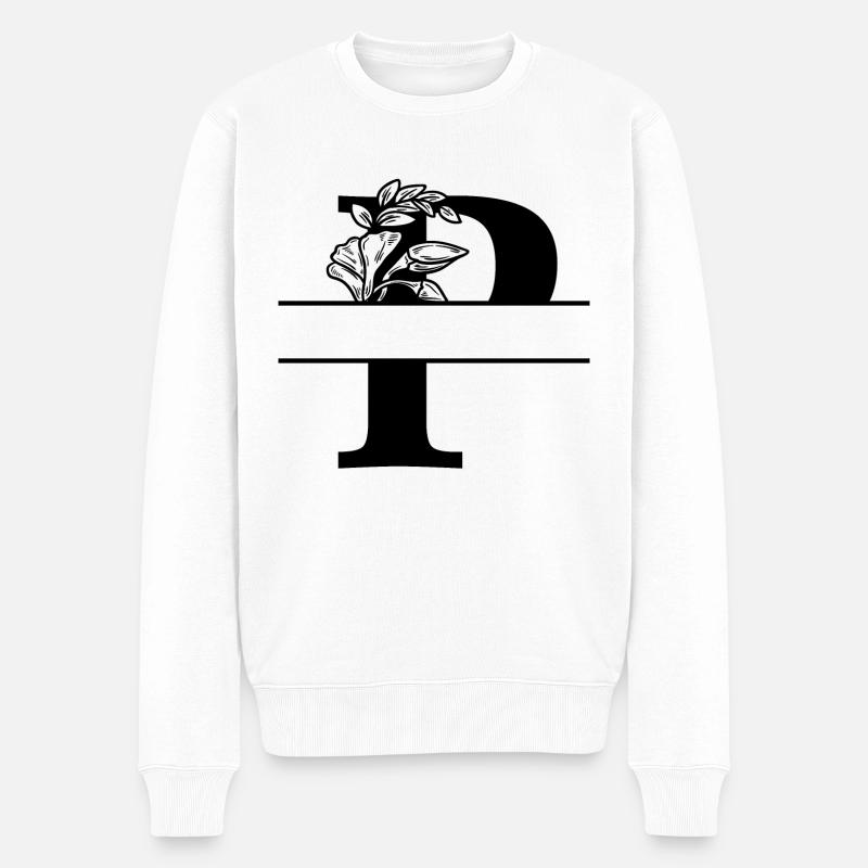 Personalisierter Blumenbuchstabe P - Männer Premium Bio Pullover - Weiß
