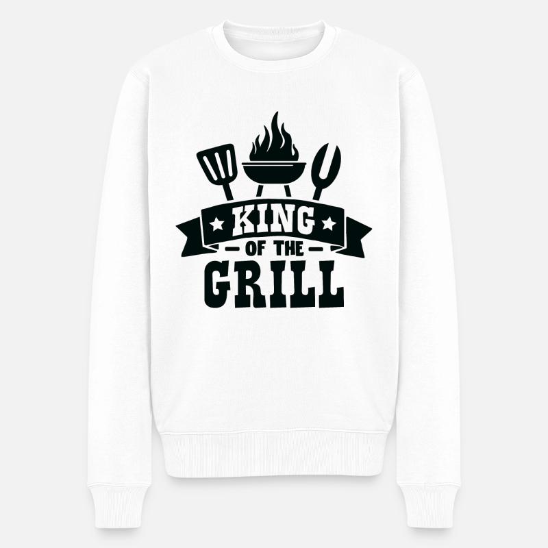King of the Grill - Männer Premium Bio Pullover - Weiß