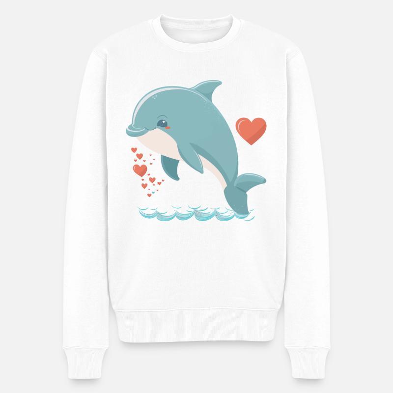 süßer Delfin - Männer Premium Bio Pullover - Weiß