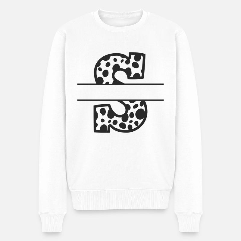 Personalisierte Kuhmusterbuchstaben - Männer Premium Bio Pullover - Weiß