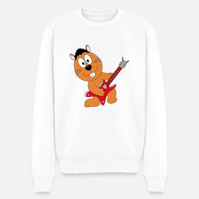 GITARRE - MUSIK - LIEBE - BIBER - OTTER - MARDER - Männer Premium Bio Pullover - Weiß