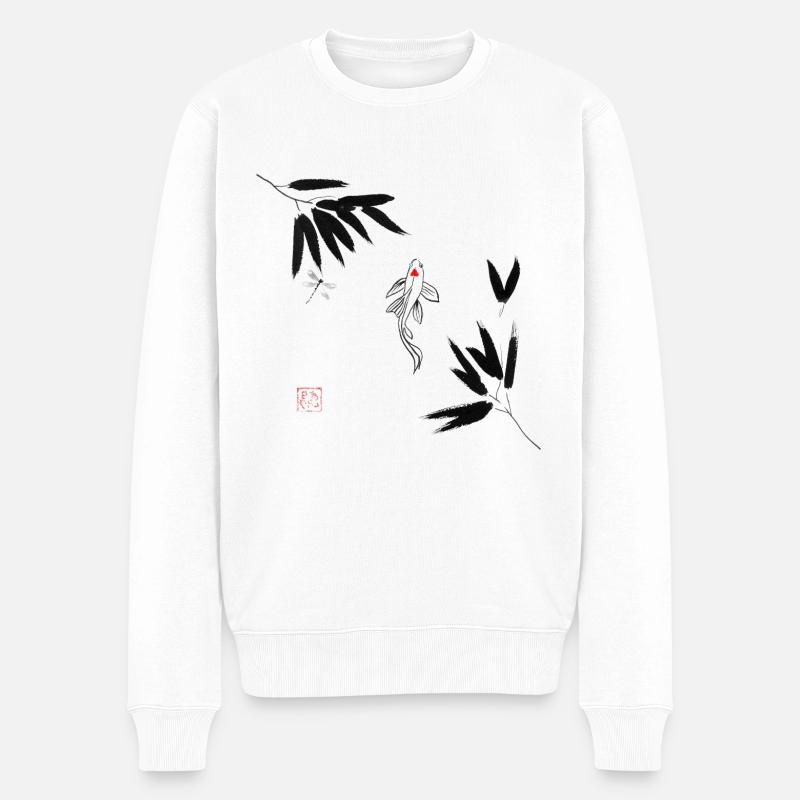 Koi im Wasser - Männer Premium Bio Pullover - Weiß