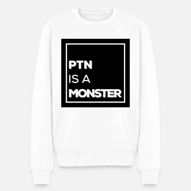 PTN is a Monster LWBB 4 - Männer Premium Bio Pullover - Weiß