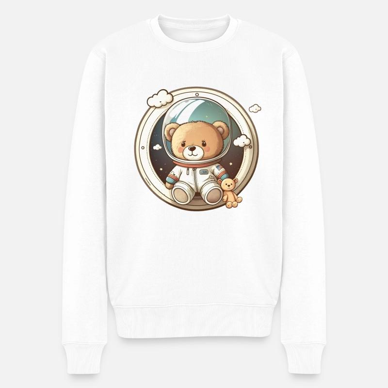 Teddy Bär Astronaut - Männer Premium Bio Pullover - Weiß