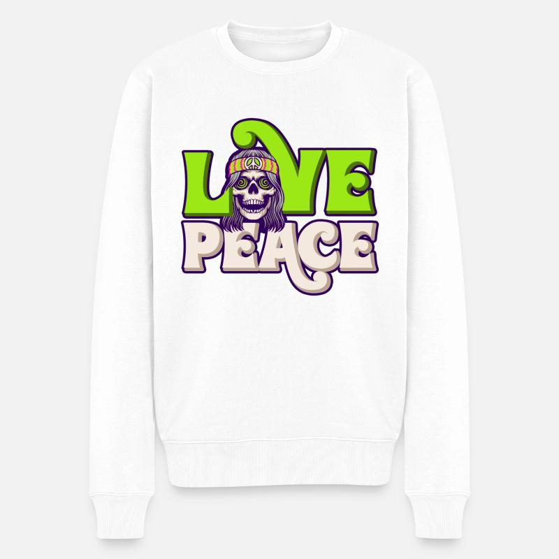 Hippie - Männer Premium Bio Pullover - Weiß