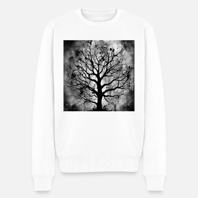 Baum Tinte schwarz - Männer Premium Bio Pullover - Weiß