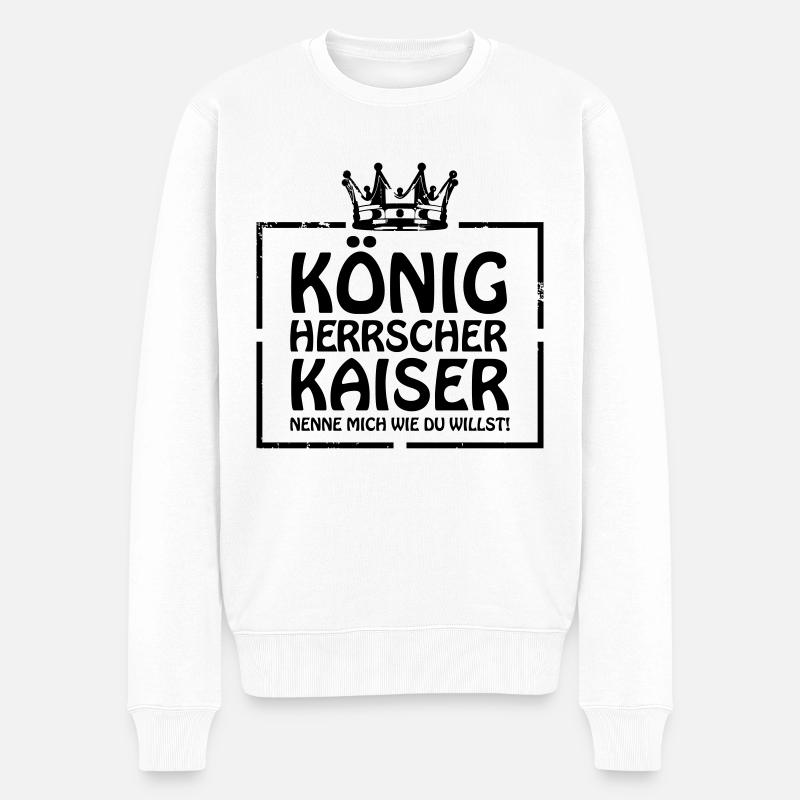 könig herrscher - Männer Premium Bio Pullover - Weiß