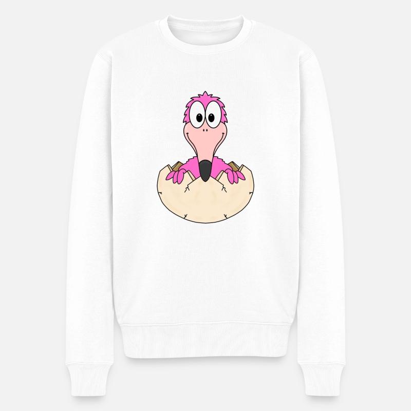 FLAMINGO - BABY - EI - TIER - KIND - VOGEL - Männer Premium Bio Pullover - Weiß