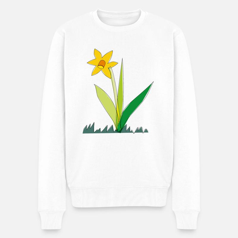 Jonquille aux fleurs printanières - Pull Premium bio Homme - blanc