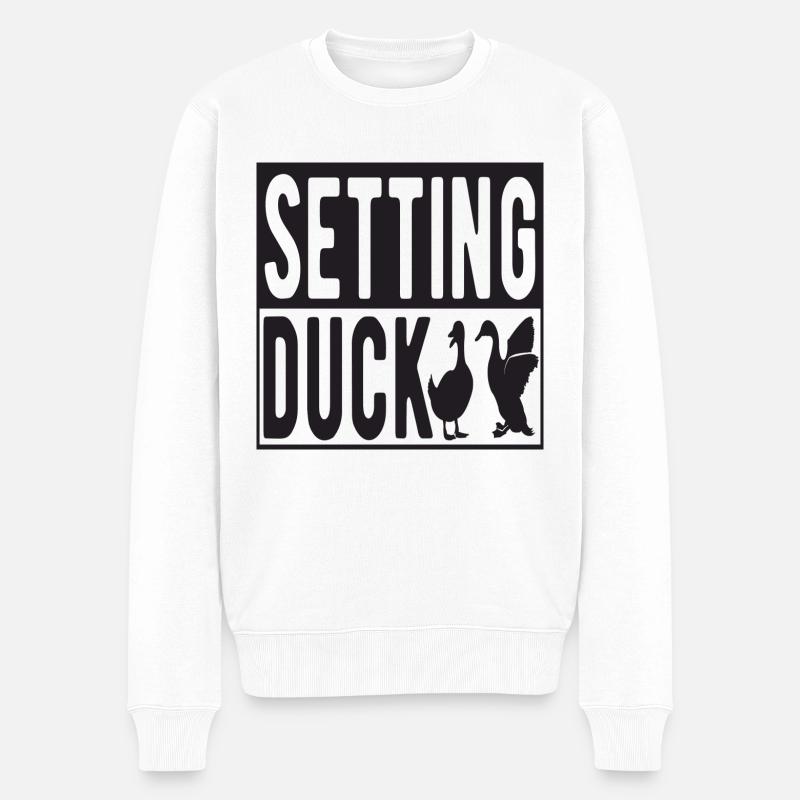 Setting Duck - Männer Premium Bio Pullover - Weiß