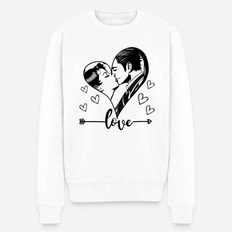 Ein Herz voller Liebe - Männer Premium Bio Pullover - Weiß