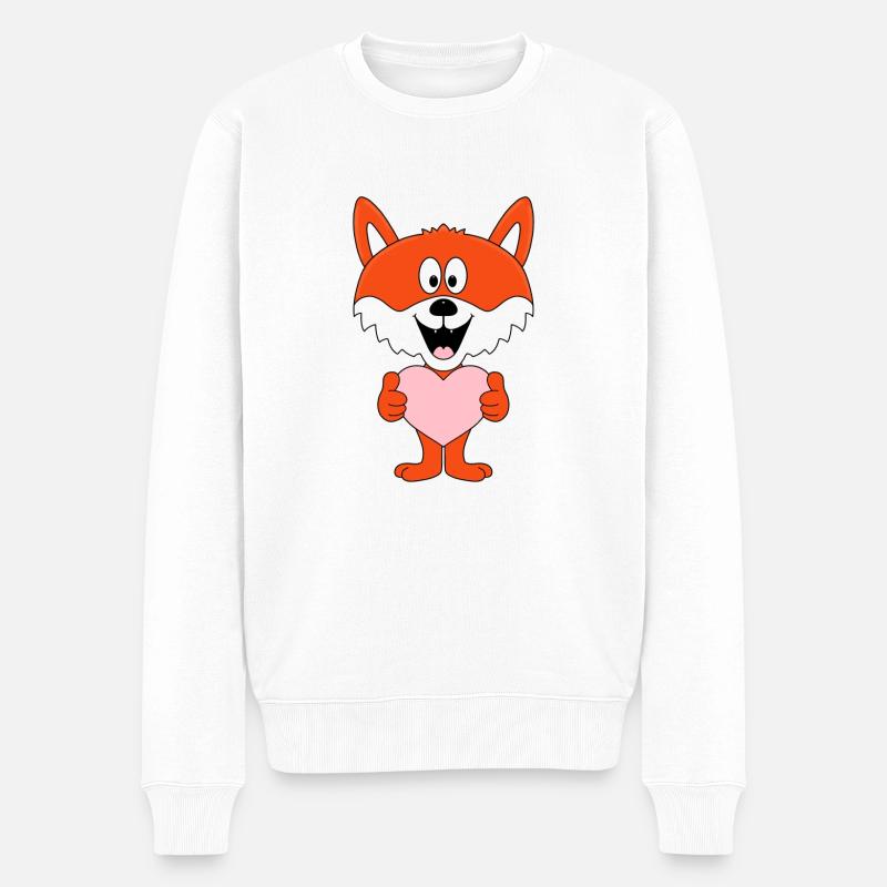 FUCHS - LIEBE - HERZ - TIER - TIERISCH - VERLIEBT - Männer Premium Bio Pullover - Weiß