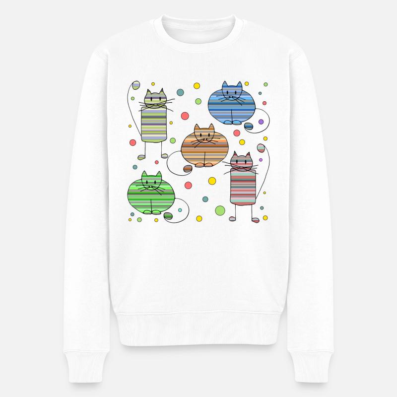 Katzen - Männer Premium Bio Pullover - Weiß