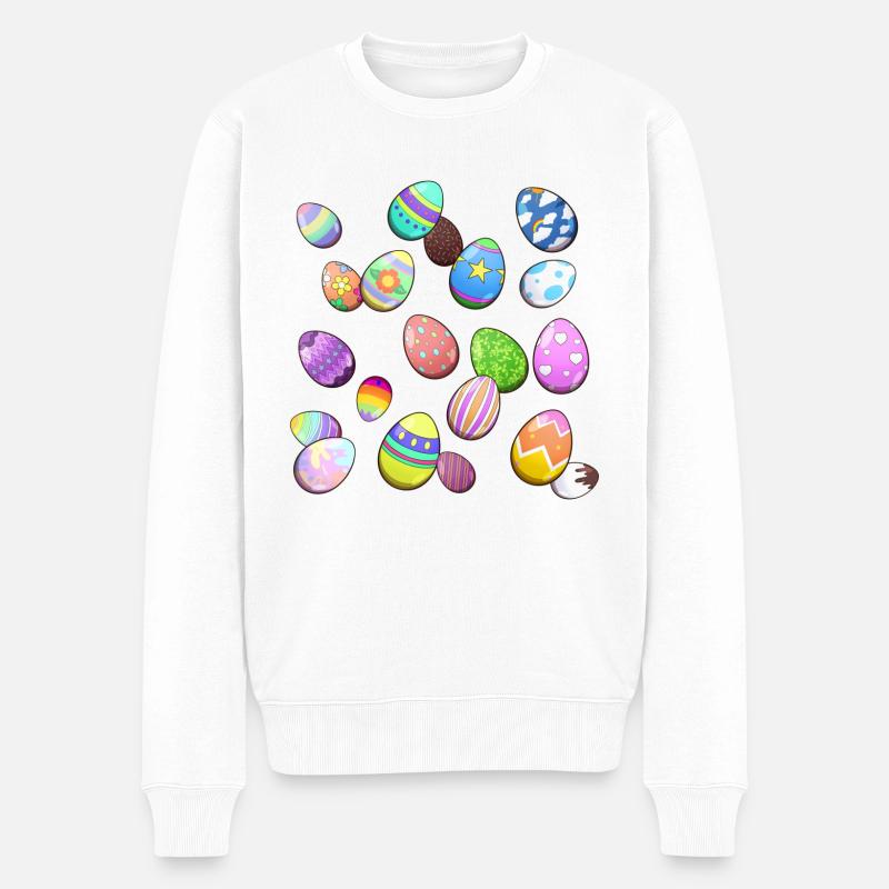 Easter Eggs Muster - Männer Premium Bio Pullover - Weiß
