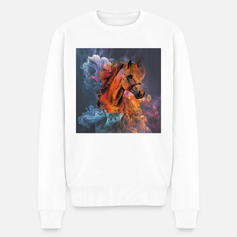 Schönes Pferd Aquarell - Männer Premium Bio Pullover - Weiß