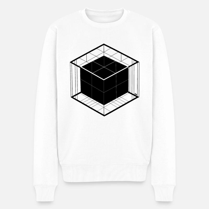 Cosmic Mirror Würfel - Männer Premium Bio Pullover - Weiß