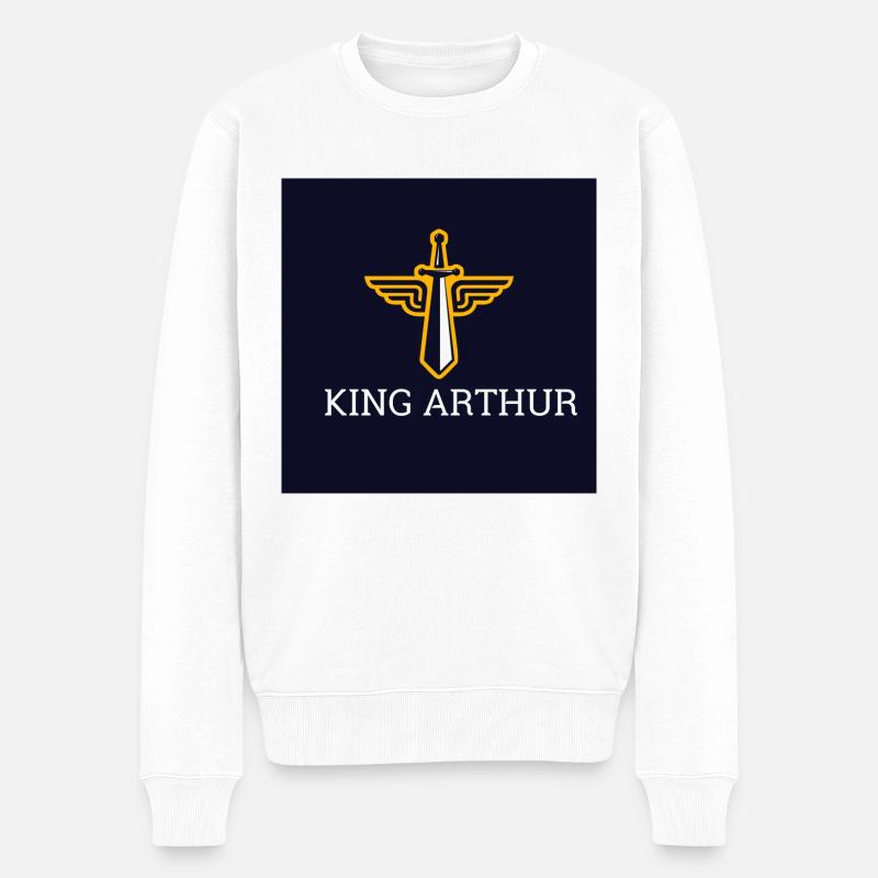 KING ARTHUR - Männer Premium Bio Pullover - Weiß
