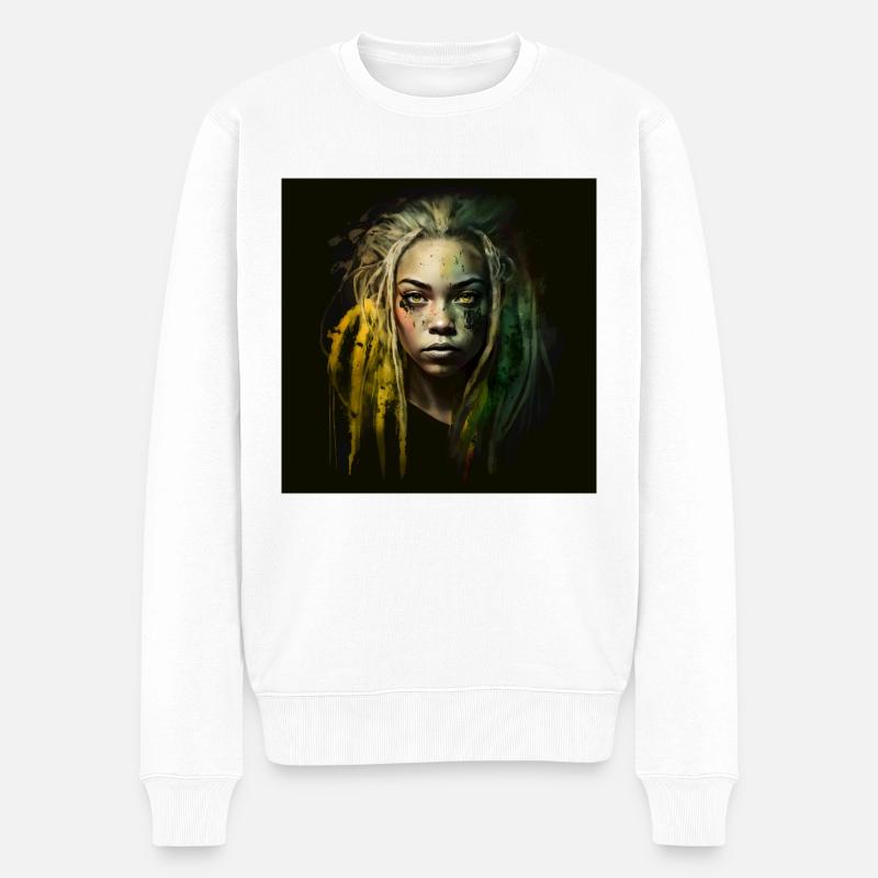 Face Frau Dreadlocks n°16 - Männer Premium Bio Pullover - Weiß