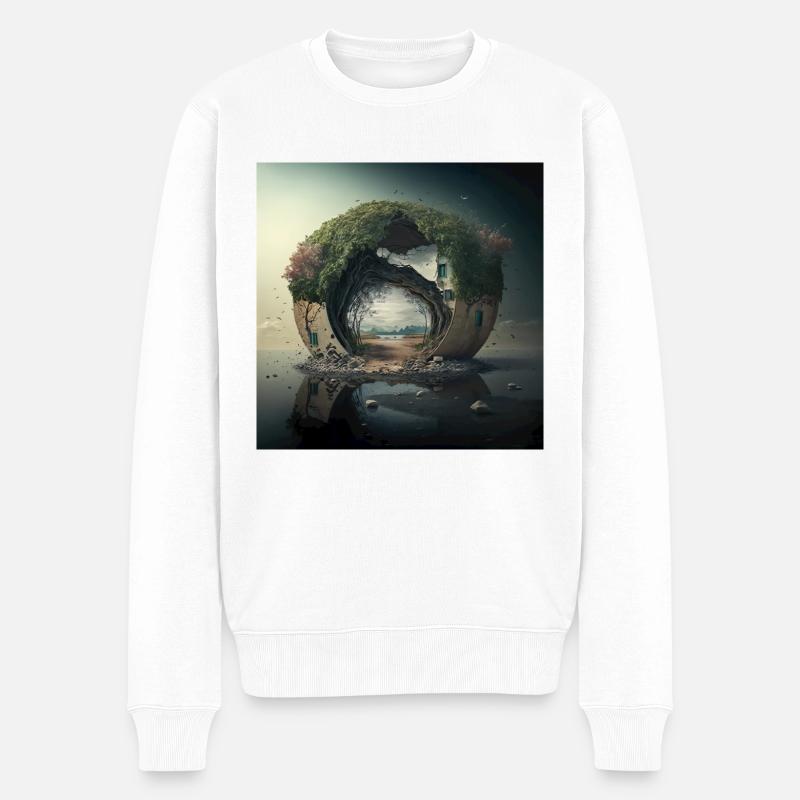 Landschaft der Welt n°8 - Männer Premium Bio Pullover - Weiß