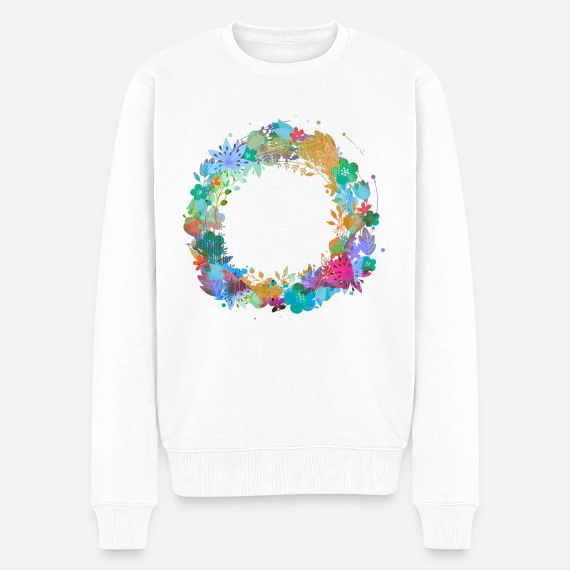 blumenkranz,leer, kranz,graffti,bunt,blumen - Männer Premium Bio Pullover - Weiß