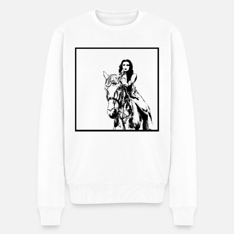 Lady Godiva - Männer Premium Bio Pullover - Weiß