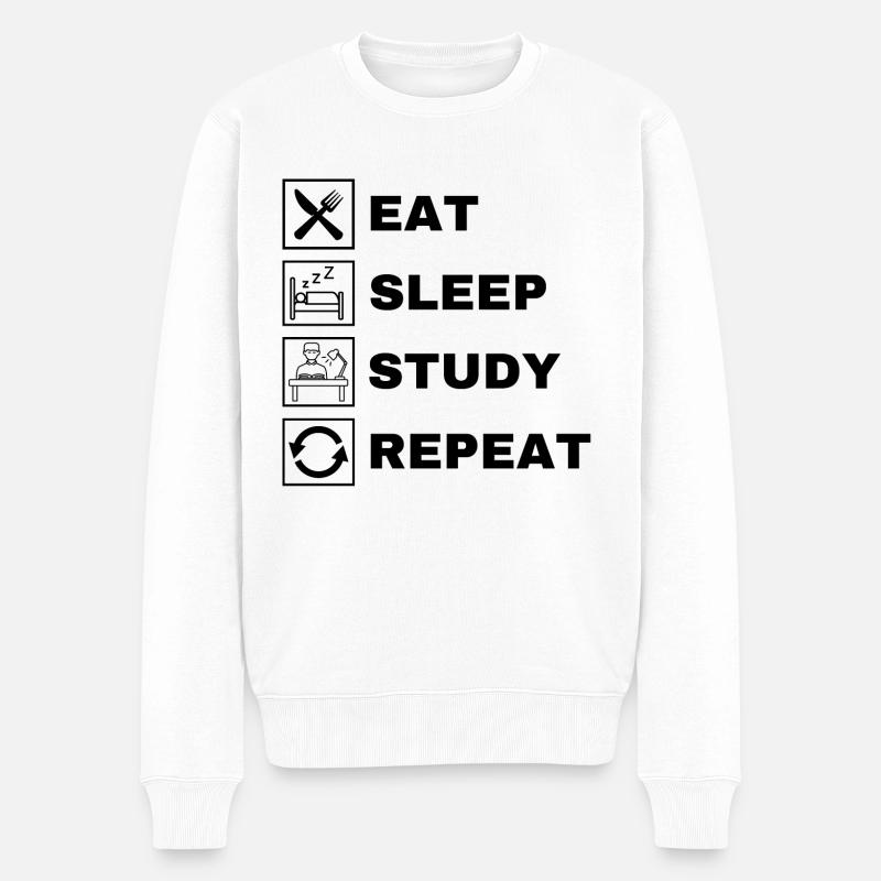 Manger l’étude du sommeil Répéter - Pull Premium bio Homme - blanc