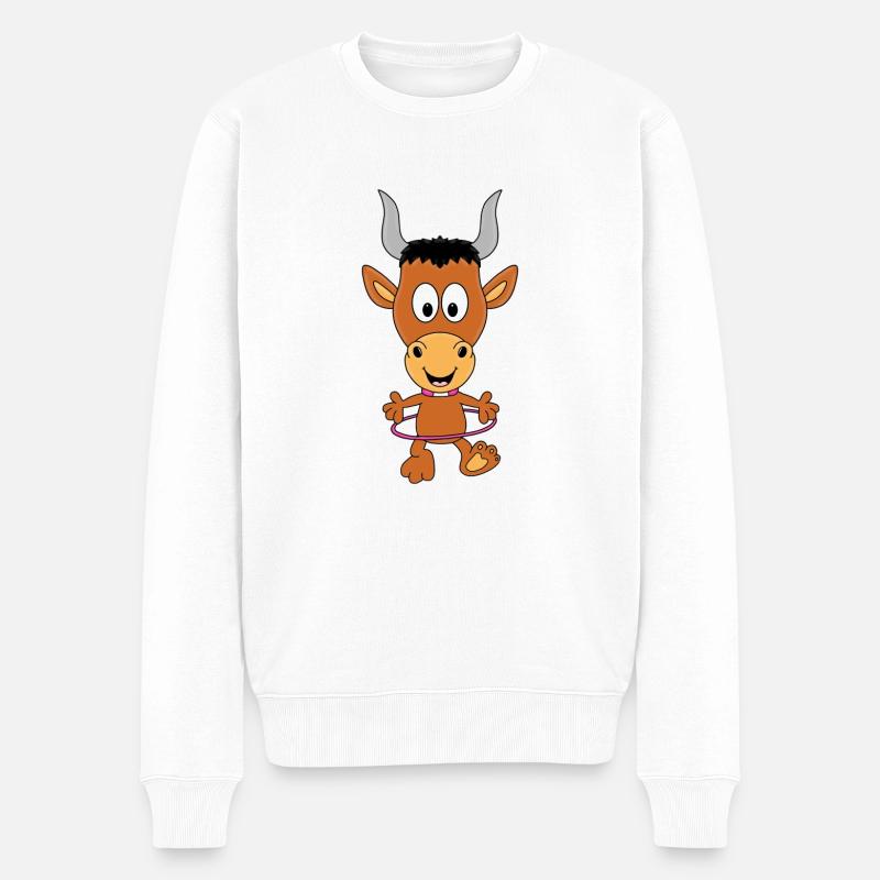 STIER - BULLE - TIER - TIERISCH - Männer Premium Bio Pullover - Weiß