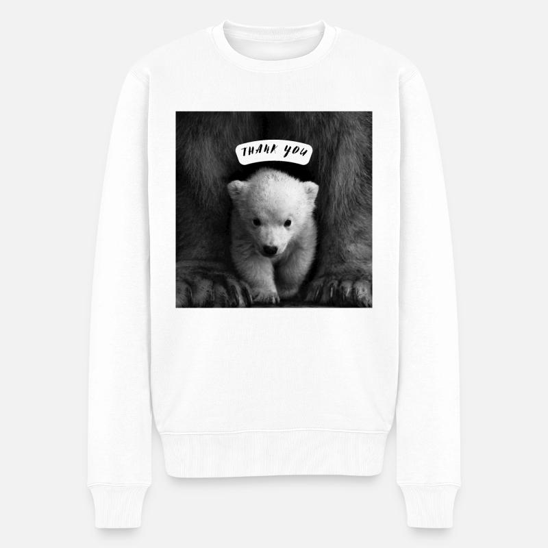 Mignon ours polaire avec maman - Pull Premium bio Homme - blanc