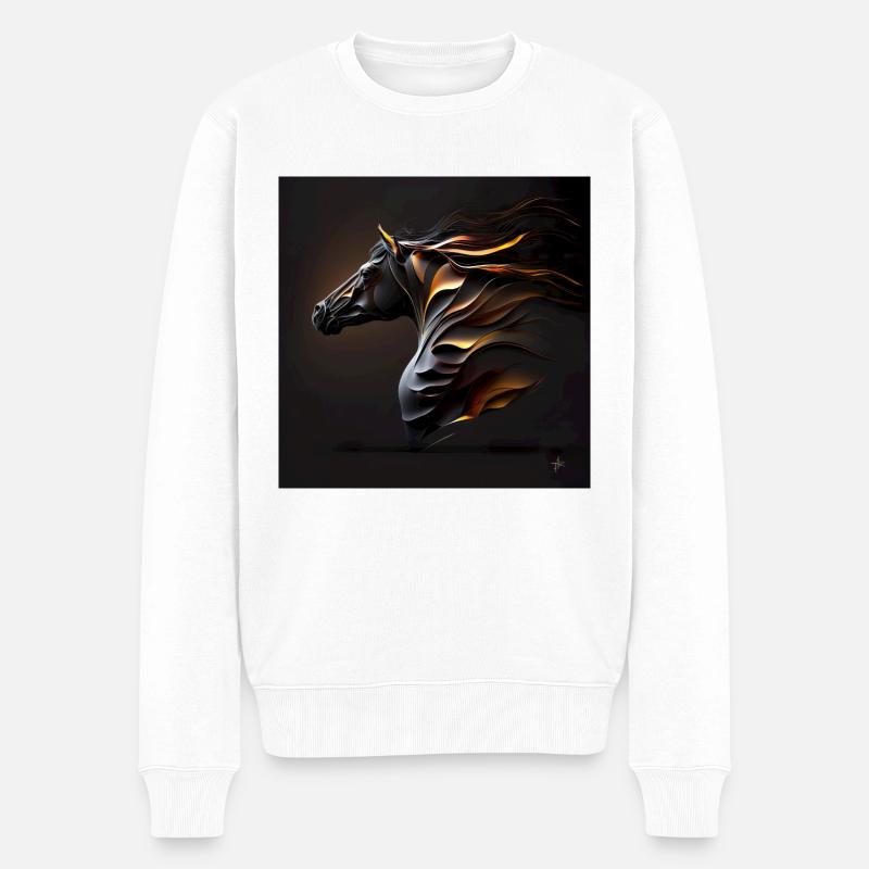 Feuriges Pferd Nr. 12 - Männer Premium Bio Pullover - Weiß