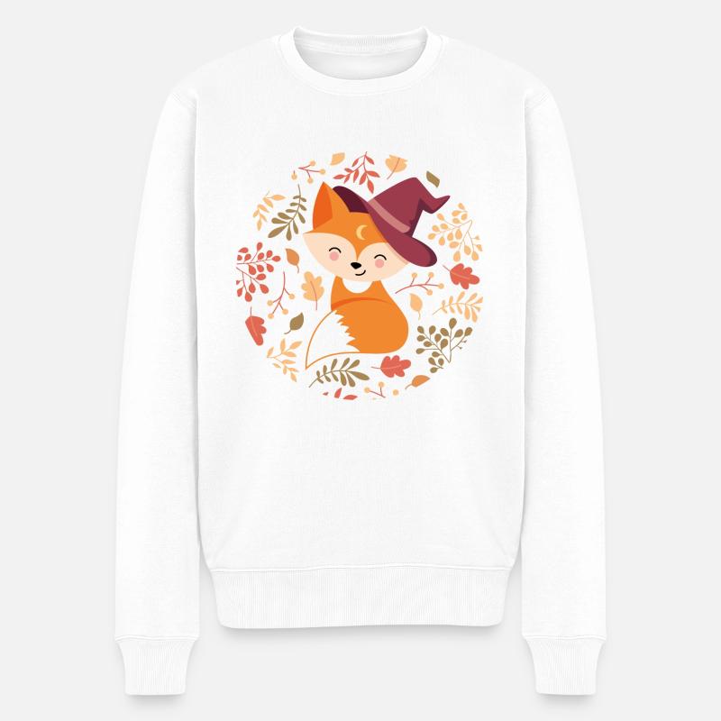Fox with autumn pattern - Men's Premium Organic Jumper - white