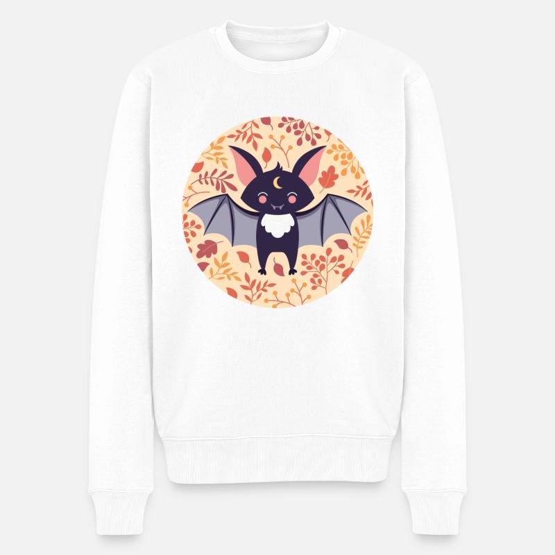 Bat with autumn pattern - Men's Premium Organic Jumper - white