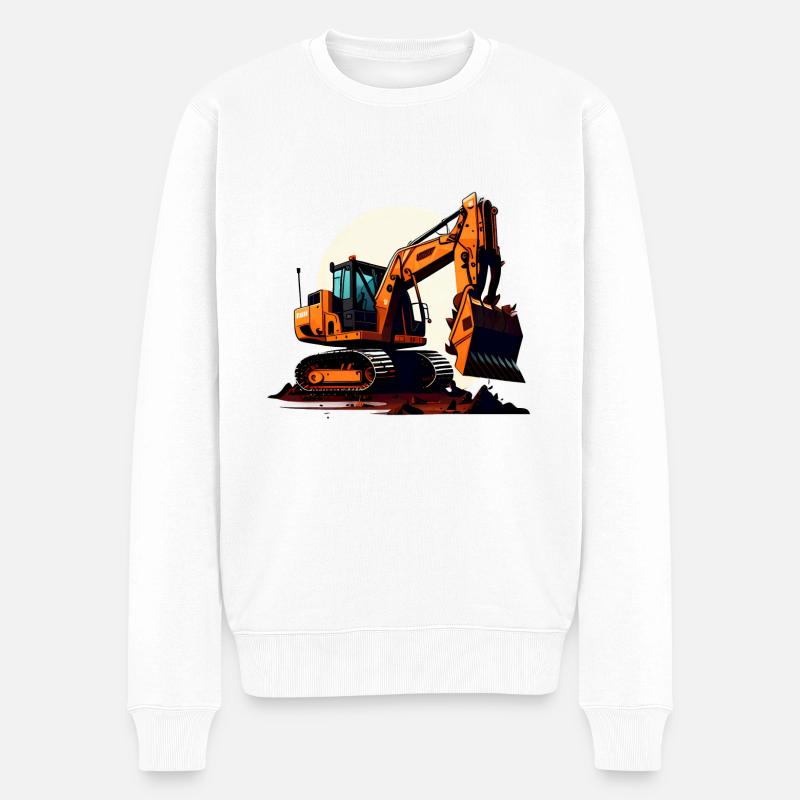 Bagger| Schaufelbagger | Retro - Männer Premium Bio Pullover - Weiß