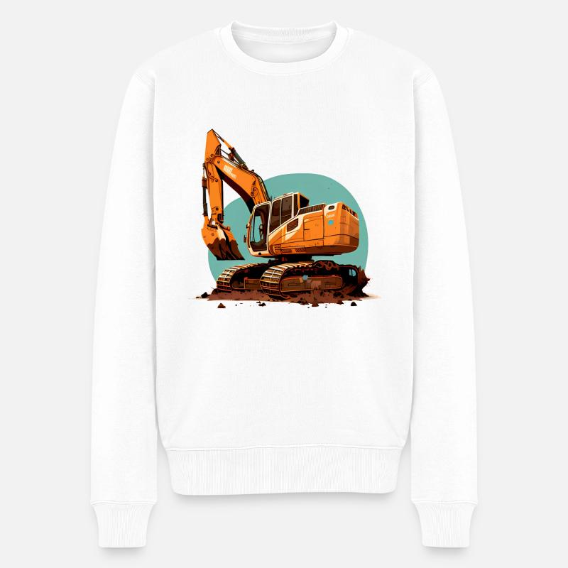 Bagger| Schaufelbagger | Retro - Männer Premium Bio Pullover - Weiß