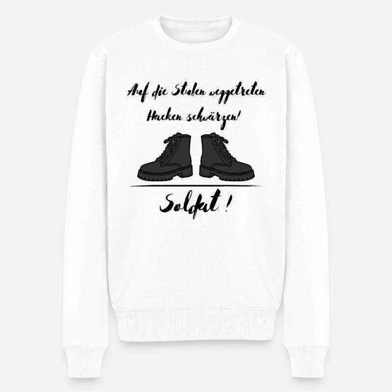 Soldat ! Stiefelputz verbessern.. - Männer Premium Bio Pullover - Weiß