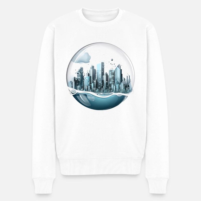 Atlantis - Unterwasser Stadt in Luftblase - Männer Premium Bio Pullover - Weiß