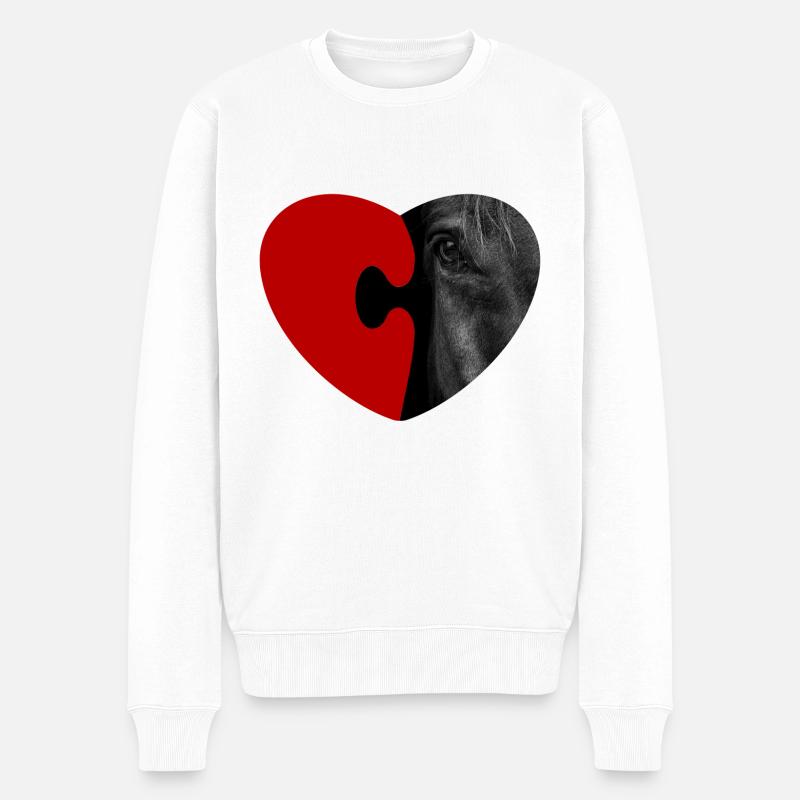 L’amour des chevaux - Pull Premium bio Homme - blanc