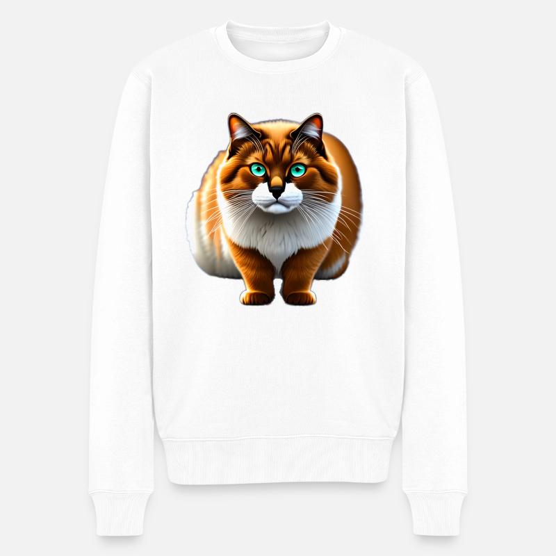 Chat poilu aux yeux profonds - Pull Premium bio Homme - blanc