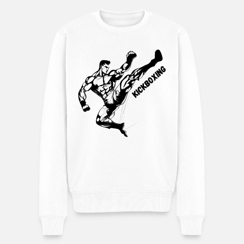 Kickboxing Kick - Männer Premium Bio Pullover - Weiß