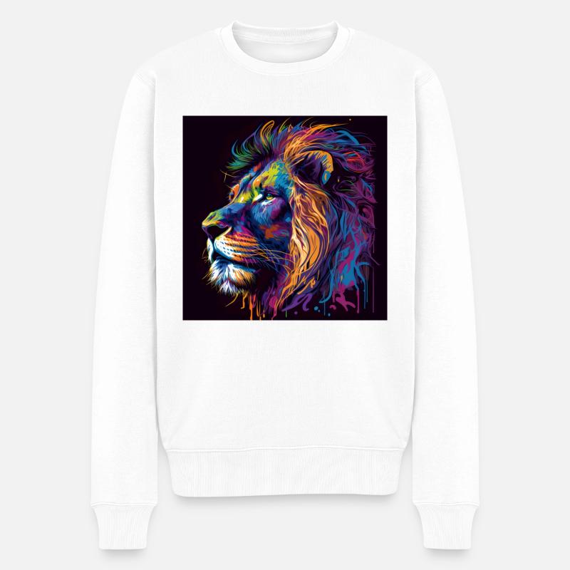 Stolzer Löwe Porträt Kopf Alt - Männer Premium Bio Pullover - Weiß