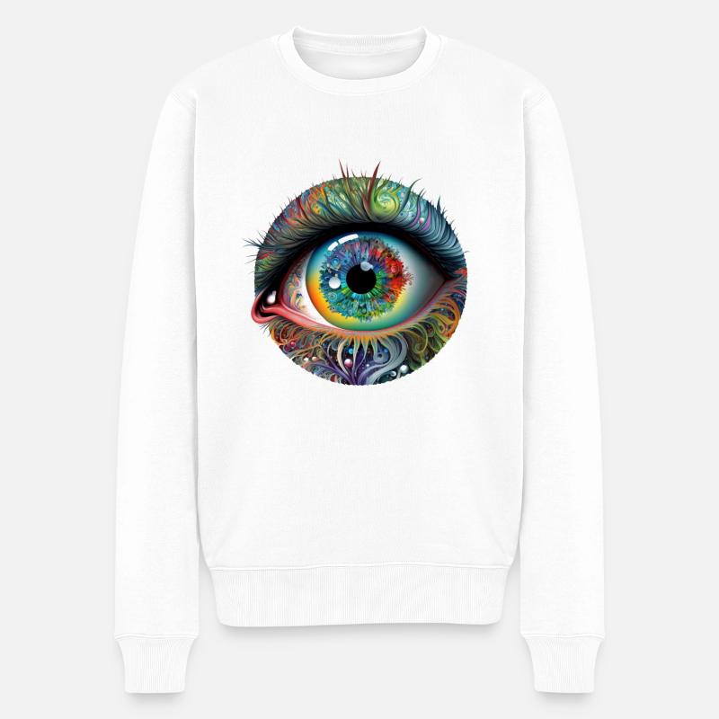 TRIPPY AUGE - Männer Premium Bio Pullover - Weiß