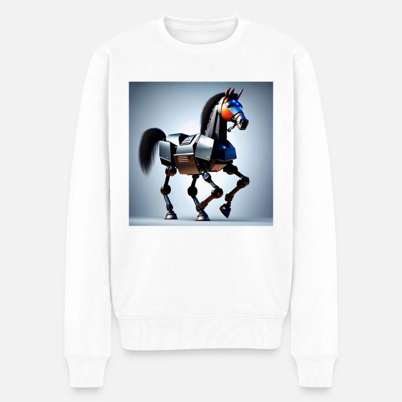 Robot Cheval Version 2 - Pull Premium bio Homme - blanc