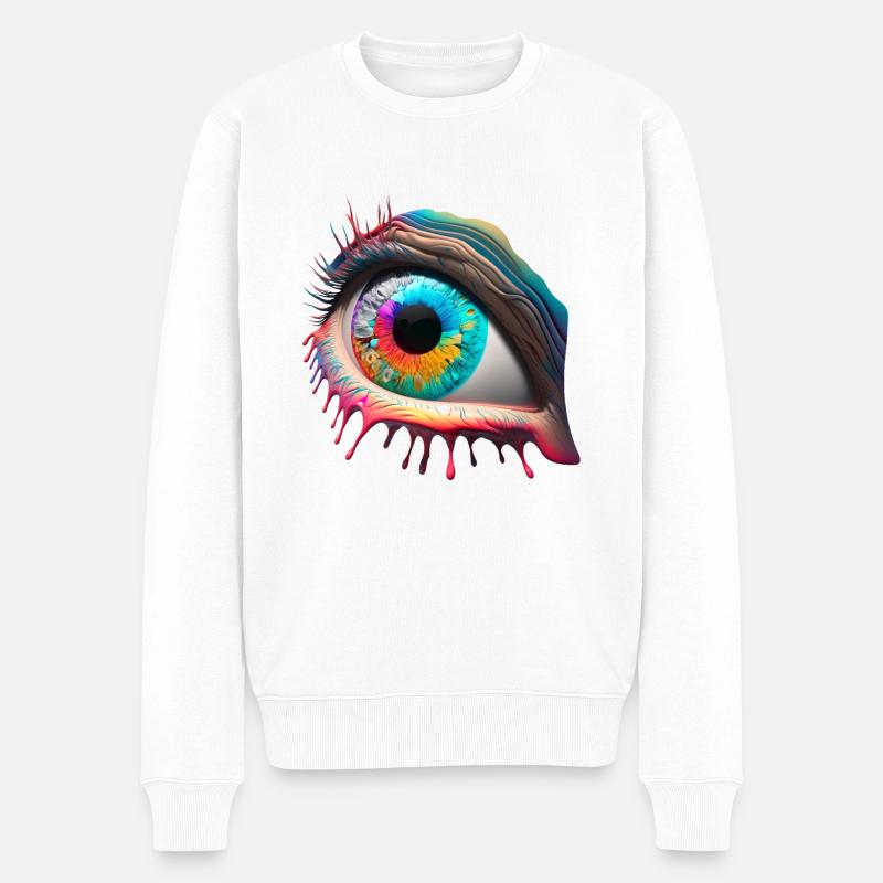 TRIPPY AUGE - Männer Premium Bio Pullover - Weiß