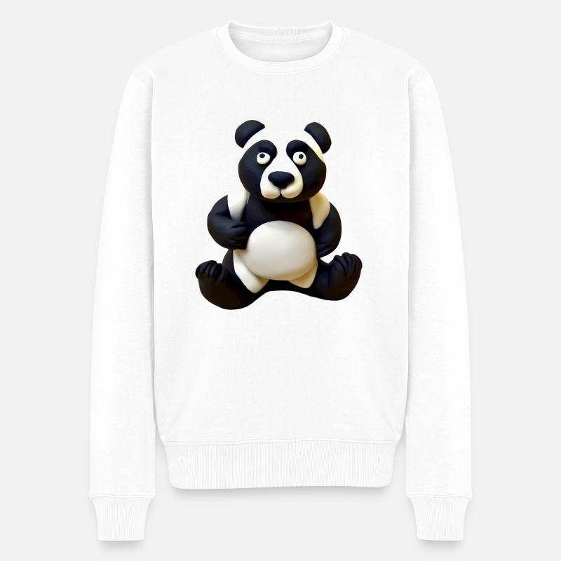 Panda aus Knete - Männer Premium Bio Pullover - Weiß