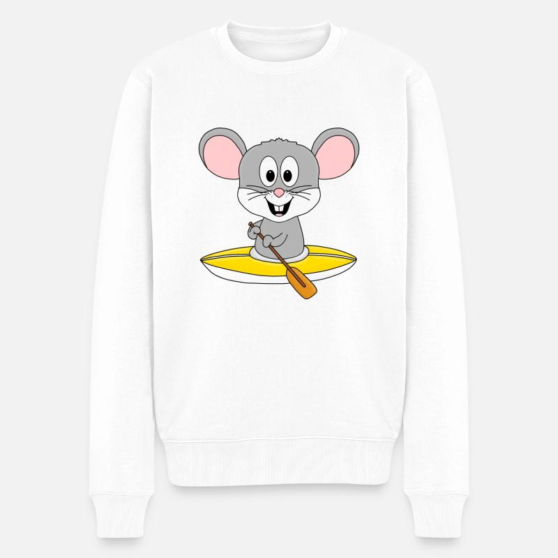 KAJAK - KANU - SPORT - MAUS - TIER - Männer Premium Bio Pullover - Weiß